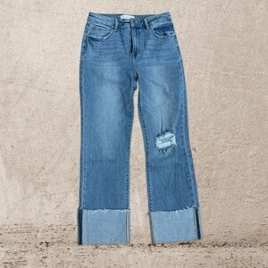 Risen Jeans Straight Leg Jeans with Distressed Detail